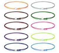 GDBAIXIMY Braccialetto a strati con collana avvolgente da donna e uomo, corda sottile, nautico, marittimo, spiaggia, surf, regolabile, con chiusura a moschettone, impermeabile, impilabile, 10 pezzi