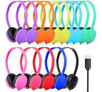 GDBOMA Confezione da 20 cuffie di tipo C, con cavo USB C, per scuola, telefono, tablet, laptop, PC, online, riunioni, web, conferenze, prove di pratica, colori misti (B)