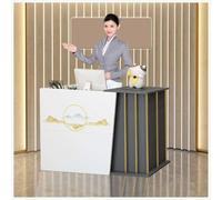 GDBTDL Bancone Reception Piccolo con 2 Cassetti e Ripiani, Banco Cassa Moderno in Legno per Salone di Bellezza, Negozio, Ufficio, Hotel o Centro Estetico