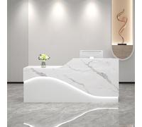 GDBTDL Bancone Ricevimento Salva-Spazio con Cassetto Bloccabile, Bancone Cassa Tutto-in-Uno con Vassoio Tastiera & LED per Salon, Ufficio, Sala Ricevimento