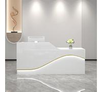 GDBTDL Bancone Ricevimento Salva-Spazio con Cassetto Bloccabile, Bancone Cassa Tutto-in-Uno con Vassoio Tastiera & LED per Salon, Ufficio, Sala Ricevimento