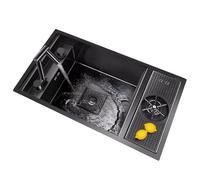 GDBTDL Lavello da Cucina con sciacquatrice in Vetro, lavello da Bar for Workstation in Acciaio Inossidabile, Lavello Invisibile in Acciaio Inossidabile a Vasca Singola for Compatibile Cafe Restaurant