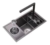 GDBTDL Lavello da Cucina con sciacquatrice in Vetro, lavello da Bar for Workstation in Acciaio Inossidabile, Lavello Invisibile in Acciaio Inossidabile a Vasca Singola for Compatibile Cafe Restaurant