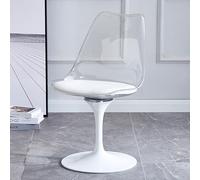 GDBTDL Sedia Senza Bracci Rotativa a Tulipano, Sedile in Acrilico con Cuscino in Pelle PU, Sedia Multi-Scenari per Cucina, Terrazza, Bar, Camera & Soggiorno Base Nera