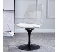 GDBTDL Sedia Senza Bracci Rotativa a Tulipano, Sedile in Acrilico con Cuscino in Pelle PU, Sedia Multi-Scenari per Cucina, Terrazza, Bar, Camera & Soggiorno Base Nera