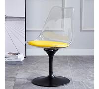 GDBTDL Sedia Senza Bracci Rotativa a Tulipano, Sedile in Acrilico con Cuscino in Pelle PU, Sedia Multi-Scenari per Cucina, Terrazza, Bar, Camera & Soggiorno Base Nera