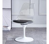 GDBTDL Sedia Senza Bracci Rotativa a Tulipano, Sedile in Acrilico con Cuscino in Pelle PU, Sedia Multi-Scenari per Cucina, Terrazza, Bar, Camera & Soggiorno Base Nera