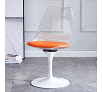 GDBTDL Sedia Senza Bracci Rotativa a Tulipano, Sedile in Acrilico con Cuscino in Pelle PU, Sedia Multi-Scenari per Cucina, Terrazza, Bar, Camera & Soggiorno Base Nera