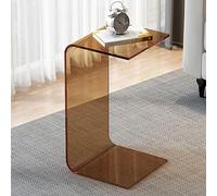 GDBTDL Tavolino laterale moderno a forma di C in acrilico trasparente - elegante tavolo da salotto che scorre sotto il divano, perfetto come supporto laptop, comodino o tavolo laterale moderno