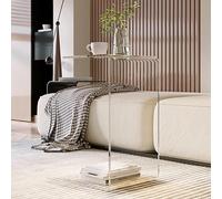 GDBTDL Tavolino laterale moderno a forma di C in acrilico trasparente - elegante tavolo da salotto che scorre sotto il divano, perfetto come supporto laptop, comodino o tavolo laterale moderno