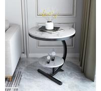 GDBTDL Tavolino Rotondo con Piano in Marmo e Gambe in Metallo Nero, tavolino da caffè a Due Livelli Moderno per Soggiorno o Camera da Letto