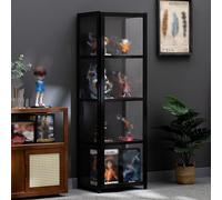 GDBTDL Vetrina in bambù con ante in acrilico, mobile espositore 4/5 ripiani, libreria moderna e mobile contenitore,per soggiorno, camera da letto o sala giochi, vetrina per trofei e collezioni