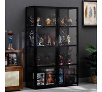 GDBTDL Vetrina in bambù con ante in acrilico, mobile espositore 4/5 ripiani, libreria moderna e mobile contenitore,per soggiorno, camera da letto o sala giochi, vetrina per trofei e collezioni