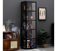 GDBTDL Vetrina in bambù con ante in acrilico, mobile espositore 4/5 ripiani, libreria moderna e mobile contenitore,per soggiorno, camera da letto o sala giochi, vetrina per trofei e collezioni