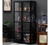 GDBTDL Vetrina in bambù con ante in acrilico, mobile espositore 4/5 ripiani, libreria moderna e mobile contenitore,per soggiorno, camera da letto o sala giochi, vetrina per trofei e collezioni