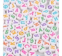 GDBZS 1000pcs 4x7mm per Perle di Lettere acriliche Set, Perle Colorate di Lettere Rotonde Piatte per Produzione di Gioielli Fai -da -Te, Braccialetto e Crafting