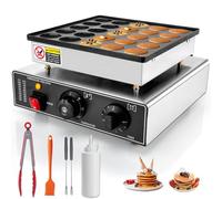 GDDGHS Mini macchina per pancake, 25 pezzi, mini pancake, commerciale, in acciaio inox, controllo della temperatura e del tempo, 110 V, 950 W, con accessori