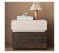 GddOGUK Comodini in Legno, comodini semplici con 2 cassetti, Comodino Unico e spazioso, tavolino Laterale da 40/50 cm(Beige+Brown,40 * 40 * 48cm)