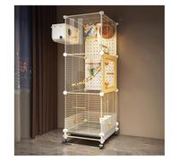 GddOGUK Gabbia for Uccelli in Filo Metallico Bianco con Porte in Acrilico e 4 rotelle, Gabbia for voliera, Grande Gabbia for pappagalli da Terra, Gabbia for voliera(72 * 36 * 82cm)