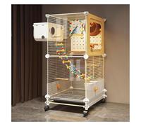 GddOGUK Gabbia for Uccelli in Filo Metallico Bianco con Porte in Acrilico e 4 rotelle, Gabbia for voliera, Grande Gabbia for pappagalli da Terra, Gabbia for voliera(36 * 36 * 82cm)