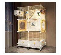 GddOGUK Gabbia for Uccelli in Filo Metallico Bianco con Porte in Acrilico e 4 rotelle, Gabbia for voliera, Grande Gabbia for pappagalli da Terra, Gabbia for voliera(72 * 36 * 117cm)