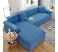 GDDUOYUE Copertura Divano Copridivano 4/3/2/1 Posti con Braccioli Destra Sinistra Impermeabile Angolare,copridivano Angolare con Penisola Universale,Lake Blue,4 Seats