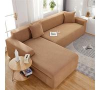 GDDUOYUE Copertura Divano Copridivano 4/3/2/1 Posti con Braccioli Destra Sinistra Impermeabile Angolare,copridivano Angolare con Penisola Universale,Light Brown,4 Seats