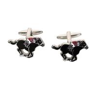 GDesign Premium Quality and Durable Horse and Jockey Button Cufflinks (Black)