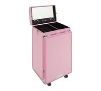 Gdetnysty Valigetta da viaggio per trucco, treno, trolley cosmetico con specchio, per manicure, organizer da tavolo con cassetti, ruote da 50 kg, portata per parrucchieri, trucchi artisti, manicure