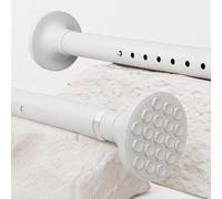 GDEVKHN Asta per tende senza fori, asta allungabile per appendere armadi, bagno, finestre o porte, bianco (160-220 cm Φ32 mm)