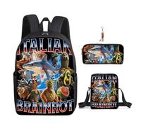 GDFENDU 3 zaini anime italiani con portachiavi, 40,6 cm, con borsa per il pranzo e astuccio, grande capacità, per studenti e giocatori., B, 16", Zaino Anime