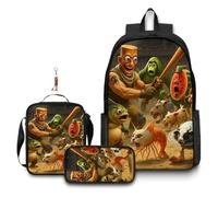 GDFENDU 3 zaini italiani con portachiavi, 40,6 cm, con borsa per il pranzo e astuccio, grande capacità, per studenti e giocatori., G, 16", Zaino Anime