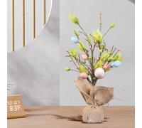 Gdfnmogo Albero decorativo luminoso pasquale con luci a stringa per ornamenti a uovo, 45 cm, in plastica, da tavolo, per soggiorno, camera da letto, ufficio, Ea(4)