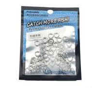 Gdfnmogo Anelli da pesca resistenti, girelle in acciaio inox per esche, 50 pezzi solidi senza cuciture per terminali ad anello, garantiscono resistenza