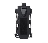 Gdfnmogo Borsa porta bottiglia d'acqua Molle in nylon per esterni, 500-800 ml, con fibbia per appendere e fondo in rete, per caccia, escursionismo, campeggio (nero)