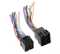 Gdfnmogo Cablaggio adattatore ISO a 16 pin maschio a femmina per connettore stereo autoradio con cavo di controllo del volante, cavo di interfaccia audio ABS nero