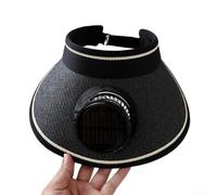 Gdfnmogo Cappello da sole con ventola integrata per attività all'aperto, tesa larga, protezione UV, protezione solare con ricarica solare/USB, batteria da 600 mAh, Breathab (nero)