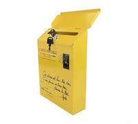 Gdfnmogo Cassetta postale vintage da parete, stile retrò, con serratura, impermeabile, per esterni, casa, giardino, struttura in ferro (giallo)