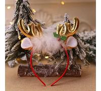 Gdfnmogo Cerchietto per capelli natalizio con alce e stella a cinque punte, per bambini, decorazioni per feste di Natale e accessori per le festività (B-C131)