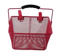 Gdfnmogo Cestino anteriore per bicicletta per bambini, cestino in ferro per manubrio con manico staccabile, per biciclette, tricicli e piccole moto, facile (rosa)