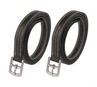 Gdfnmogo Cinghie per staffe in pelle per selle inglesi, confezione da 2 staffe in microfibra con fibbie in acciaio inox, regolabili 125 cm/135 cm, resistenti alla ruggine (nero)