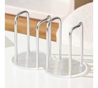 Gdfnmogo Dispenser per tazze in acrilico, per uso domestico e ufficio, portabicchieri impilabile invertito, salvaspazio, per cucina organizzata (sedile doppio, argento)