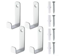 Gdfnmogo Ganci a forma di L per scala, confezione da 4, per montaggio a parete, in acciaio laminato a freddo, resistenti, per garage, officina, organizzazione, bianco e nero (bianco)