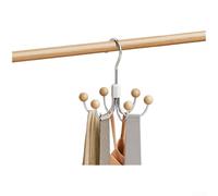 Gdfnmogo Gancio girevole a 360 gradi a sei rebbi per riporre l'armadio, salvaspazio con capacità di 10 kg, struttura in ferro e legno, bianco (originale)