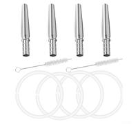 Gdfnmogo Kit di raccolta per sciroppo d'acero, in acciaio inox, 10 pezzi, con 4 rubinetti a punta, 4 ganci, 4 tubi da 1 m e 2 spazzole per la pulizia per la raccolta e la filtrazione della linfa