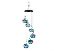 Gdfnmogo Mangiatoia a vento per colibrì da appendere all'aperto, resistente a formiche e api, decorazione da giardino in metallo a prova di perdite, con suoni rilassanti, 65 cm (blu)