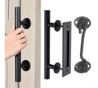Gdfnmogo Maniglia per porta scorrevole e maniglia da 30,5 cm con kit di hardware per cancello a filo, adatto per porte da 1 3/8 a 1 3/4 pollici di spessore, include serratura a gancio per porta e