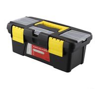 Gdfnmogo Mini cassetta degli attrezzi in plastica da 25,4 cm, a due strati, per macchine agricole e progetti fai da te, chiusure di sicurezza, cerniere in metallo robuste (senza strato interno)