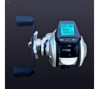 Gdfnmogo Mulinello da pesca digitale per baitcasting con contatore di lenza a grande schermo, corpo in lega di alluminio, rapporto di trasmissione 7,2:1, cuscinetti 4+1, resistenza 8 kg (bianco