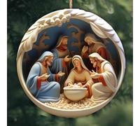 Gdfnmogo Ornamento natalizio 2025, effetto vetro colorato acrilico, decorazione multicolore da appendere, 8 cm, da collezione, per albero delle vacanze e decorazioni natalizie per la casa (C e C)